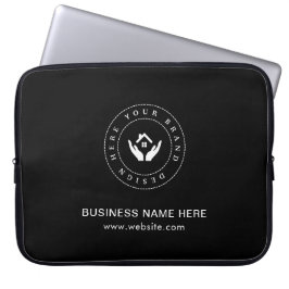 Eenvoudige Minimalistische Aangepaste Logo & Tekst Laptop Sleeve