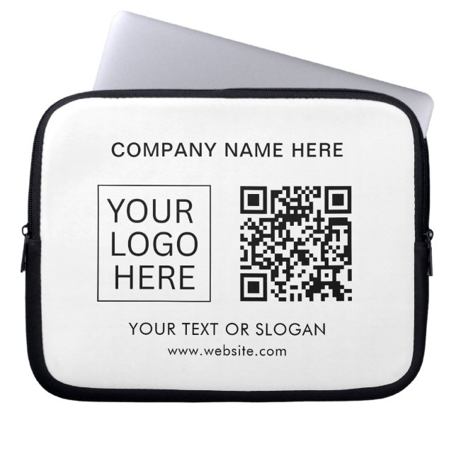 Eenvoudige Minimalistische Aangepaste Logo & Tekst Laptop Sleeve (Voorkant)