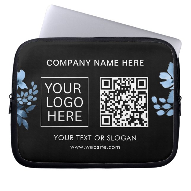 Eenvoudige Minimalistische Aangepaste Logo & Tekst Laptop Sleeve (Voorkant)