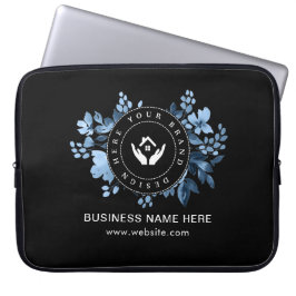 Eenvoudige Minimalistische Aangepaste Logo & Tekst Laptop Sleeve