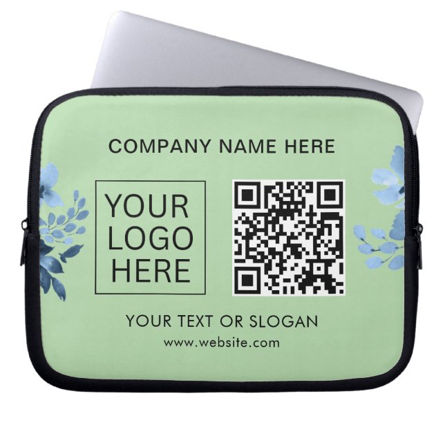 Eenvoudige Minimalistische Aangepaste Logo & Tekst Laptop Sleeve (Voorkant)