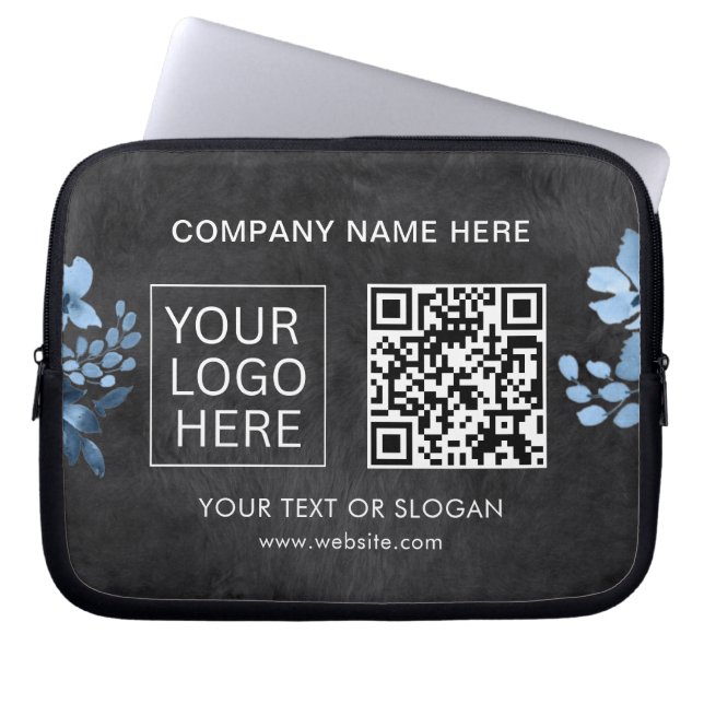 Eenvoudige Minimalistische Aangepaste Logo & Tekst Laptop Sleeve (Voorkant)