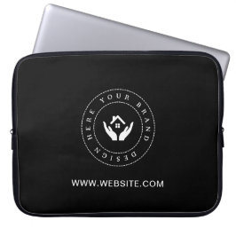 Eenvoudige Minimalistische Aangepaste Logo & Tekst Laptop Sleeve