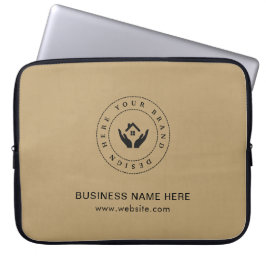 Eenvoudige Minimalistische Aangepaste Logo & Tekst Laptop Sleeve