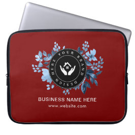 Eenvoudige Minimalistische Aangepaste Logo & Tekst Laptop Sleeve