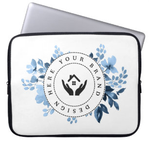 Eenvoudige Minimalistische Aangepaste Logo & Tekst Laptop Sleeve