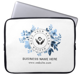 Eenvoudige Minimalistische Aangepaste Logo & Tekst Laptop Sleeve