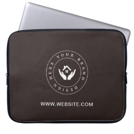 Eenvoudige Minimalistische Aangepaste Logo & Tekst Laptop Sleeve
