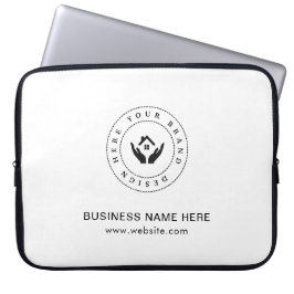 Eenvoudige Minimalistische Aangepaste Logo & Tekst Laptop Sleeve
