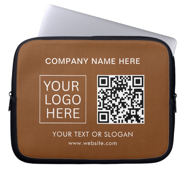 Eenvoudige Minimalistische Aangepaste Logo & Tekst Laptop Sleeve (Voorkant)