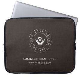 Eenvoudige Minimalistische Aangepaste Logo & Tekst Laptop Sleeve