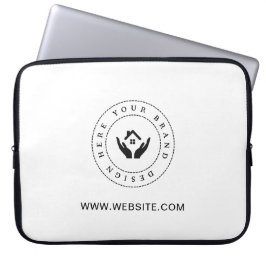 Eenvoudige Minimalistische Aangepaste Logo & Tekst Laptop Sleeve
