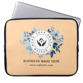 Eenvoudige Minimalistische Aangepaste Logo & Tekst Laptop Sleeve