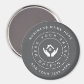 Eenvoudige Minimalistische Aangepaste Logo & Tekst Magneet (Voorkant / Achterkant)