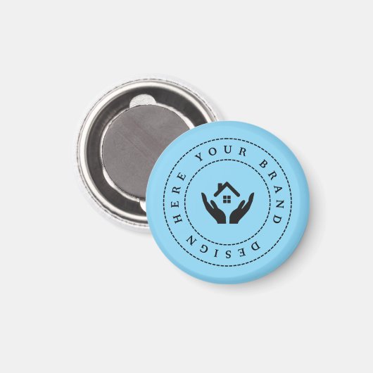 Eenvoudige Minimalistische Aangepaste Logo & Tekst Magneet (Voorkant / Achterkant)