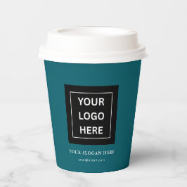 Eenvoudige Minimalistische Aangepaste Logo & Tekst Papieren Bekers