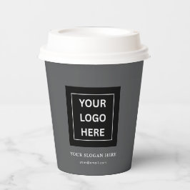 Eenvoudige Minimalistische Aangepaste Logo & Tekst Papieren Bekers