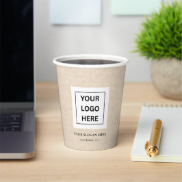 Eenvoudige Minimalistische Aangepaste Logo & Tekst Papieren Bekers