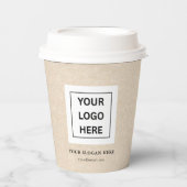 Eenvoudige Minimalistische Aangepaste Logo & Tekst Papieren Bekers (Voorkant)