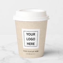 Eenvoudige Minimalistische Aangepaste Logo & Tekst Papieren Bekers