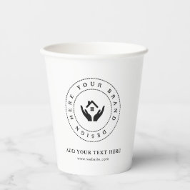 Eenvoudige Minimalistische Aangepaste Logo & Tekst Papieren Bekers