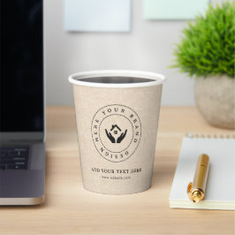 Eenvoudige Minimalistische Aangepaste Logo & Tekst Papieren Bekers