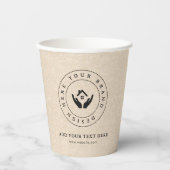 Eenvoudige Minimalistische Aangepaste Logo & Tekst Papieren Bekers (Voorkant)