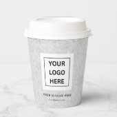 Eenvoudige Minimalistische Aangepaste Logo & Tekst Papieren Bekers (Voorkant)
