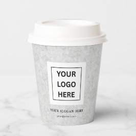 Eenvoudige Minimalistische Aangepaste Logo & Tekst Papieren Bekers