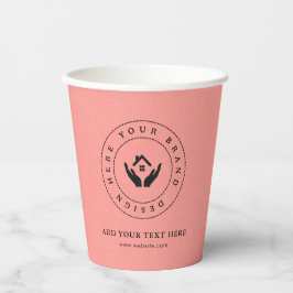 Eenvoudige Minimalistische Aangepaste Logo & Tekst Papieren Bekers