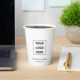Eenvoudige Minimalistische Aangepaste Logo & Tekst Papieren Bekers
