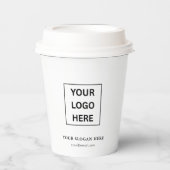 Eenvoudige Minimalistische Aangepaste Logo & Tekst Papieren Bekers (Voorkant)