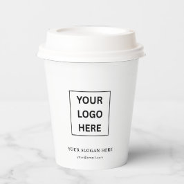 Eenvoudige Minimalistische Aangepaste Logo & Tekst Papieren Bekers