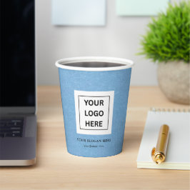 Eenvoudige Minimalistische Aangepaste Logo & Tekst Papieren Bekers
