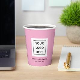 Eenvoudige Minimalistische Aangepaste Logo & Tekst Papieren Bekers