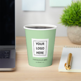 Eenvoudige Minimalistische Aangepaste Logo & Tekst Papieren Bekers