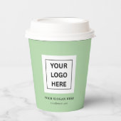 Eenvoudige Minimalistische Aangepaste Logo & Tekst Papieren Bekers (Voorkant)