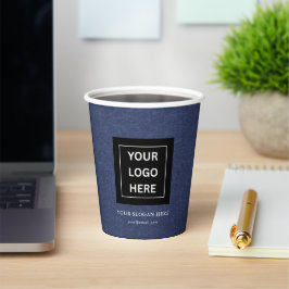Eenvoudige Minimalistische Aangepaste Logo & Tekst Papieren Bekers