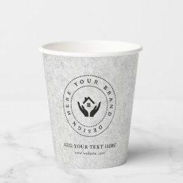 Eenvoudige Minimalistische Aangepaste Logo & Tekst Papieren Bekers