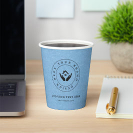 Eenvoudige Minimalistische Aangepaste Logo & Tekst Papieren Bekers
