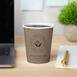 Eenvoudige Minimalistische Aangepaste Logo & Tekst Papieren Bekers