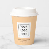 Eenvoudige Minimalistische Aangepaste Logo & Tekst Papieren Bekers (Voorkant)