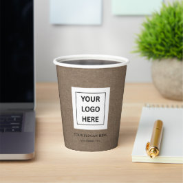 Eenvoudige Minimalistische Aangepaste Logo & Tekst Papieren Bekers