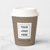 Eenvoudige Minimalistische Aangepaste Logo & Tekst Papieren Bekers (Voorkant)
