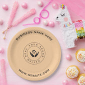 Eenvoudige Minimalistische Aangepaste Logo & Tekst Papieren Bordje (Feest)