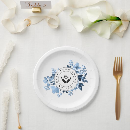 Eenvoudige Minimalistische Aangepaste Logo & Tekst Papieren Bordje (Huwelijk)