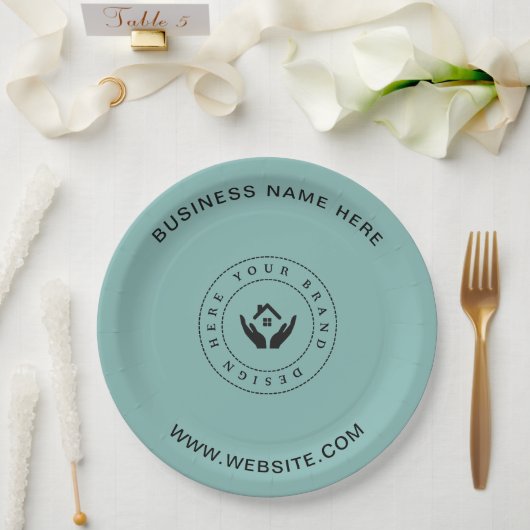 Eenvoudige Minimalistische Aangepaste Logo & Tekst Papieren Bordje (Huwelijk)