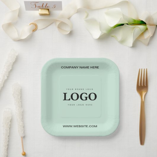 Eenvoudige Minimalistische Aangepaste Logo & Tekst Papieren Bordje (Huwelijk)