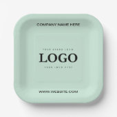 Eenvoudige Minimalistische Aangepaste Logo & Tekst Papieren Bordje (Voorkant)