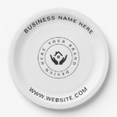 Eenvoudige Minimalistische Aangepaste Logo & Tekst Papieren Bordje (Voorkant)